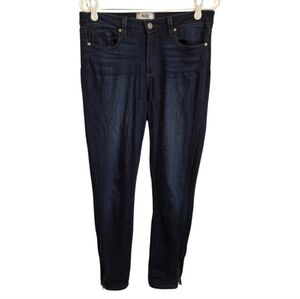 PAIGE Skinny Jeans with Zipper Detail, Dark Wash, Size 29